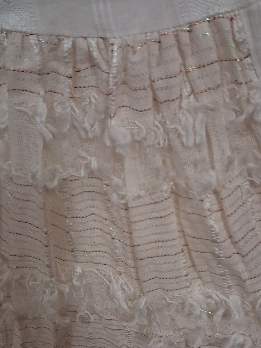 POL Cream Tiered Wide-Leg Pants with Textured Panels - Picture 5 of 10